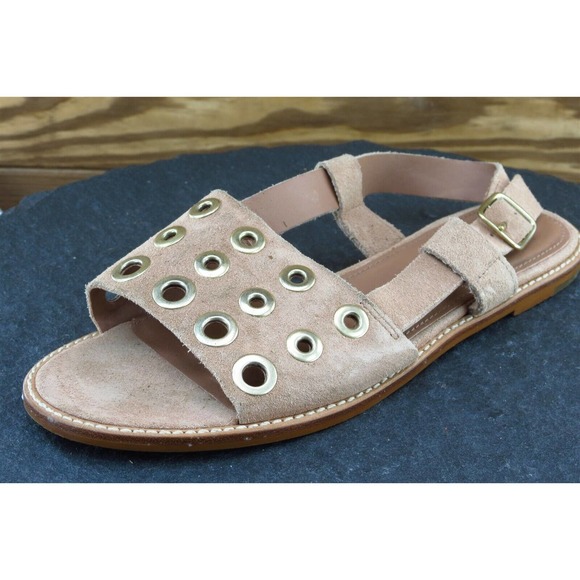 J.‎ Crew Sz 6 M Brown Slingback Leather Women Sandals E7663 - Picture 1 of 7